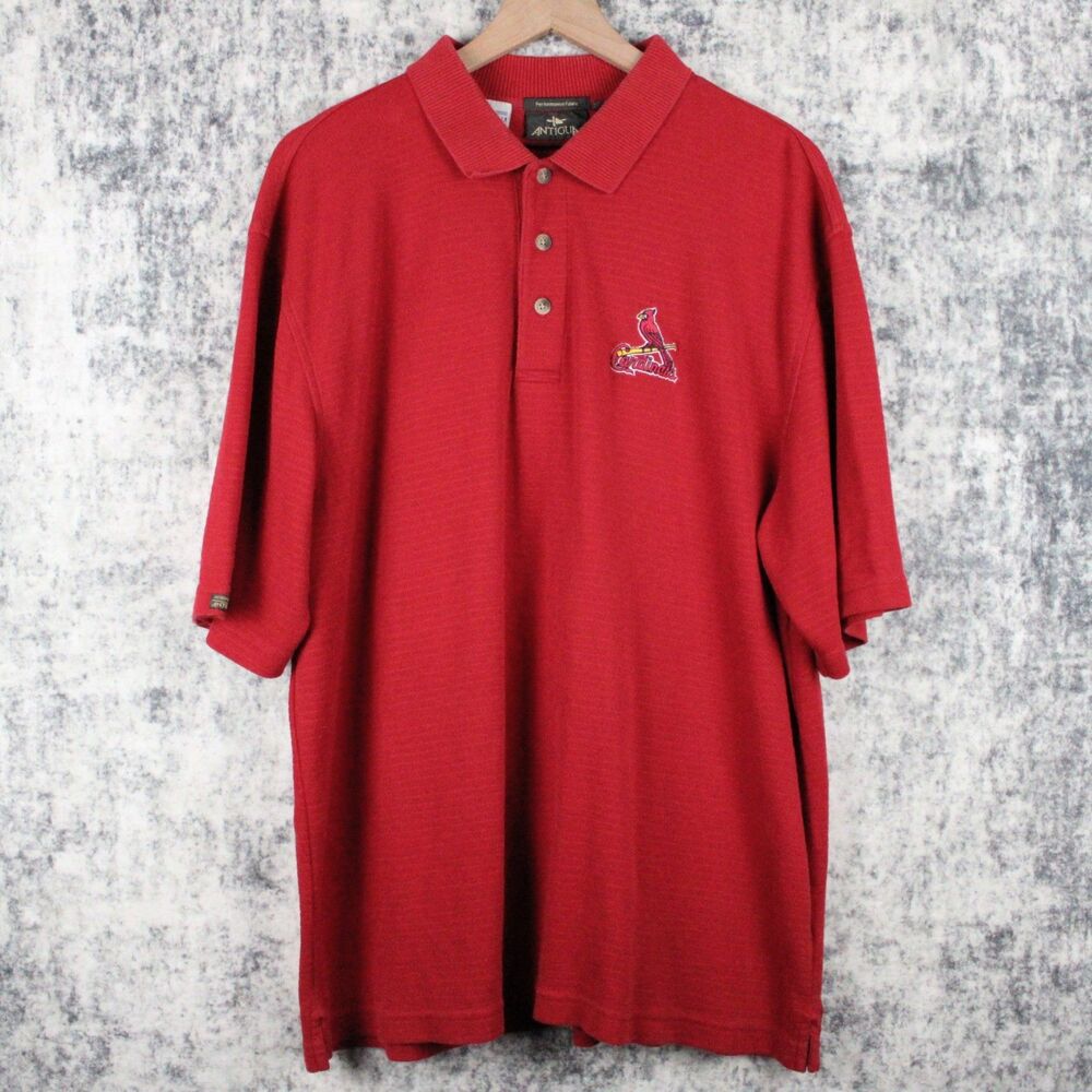 Vintage St. Louis Cardinals Mens Shirt Size XL Red Polo MLB Baseball Collared